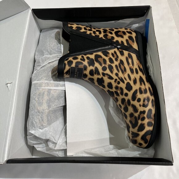 London Fog Rain Boots Womens 6 Piccadilly Ankle Leopard Rubber Rain Waterproof - Picture 7 of 11